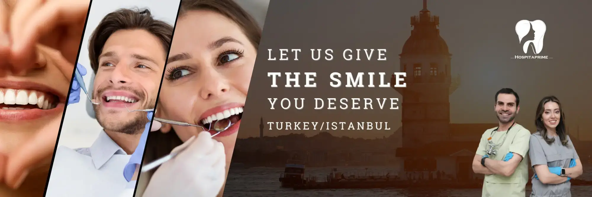 Header image with text 'Let us give the smile you deserve - Istanbul/Turkey' for dental implants page